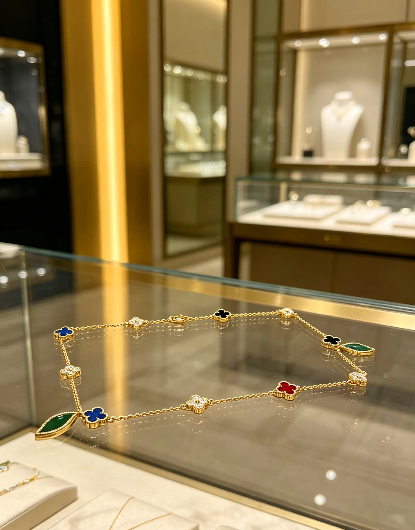 Van Cleef & Arpels Vintage Alhambra Gold and Enamel Necklace